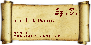 Szilák Dorina névjegykártya